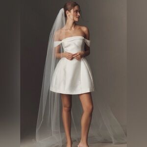 BHLDN Clean Chapel Length Single Layer Tulle Veil - Ivory